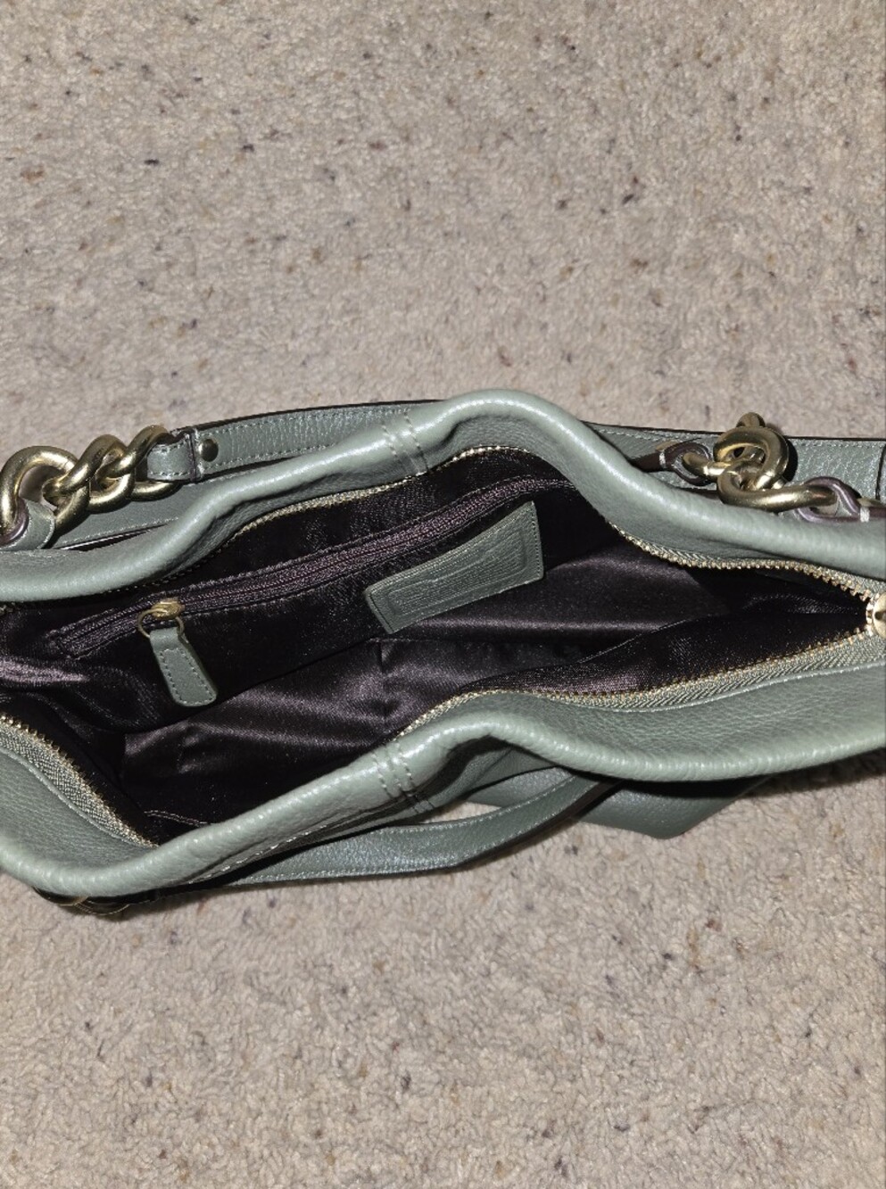 Coach Brooke Green Hobo Leather Handbag Purse Bag - Picture 7 of 9